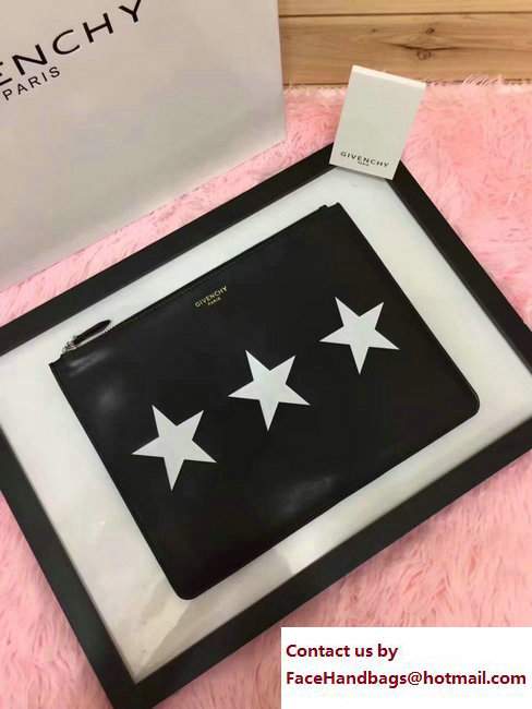 Givenchy Clutch Pouch Bag Three White Star Black 2017 - Click Image to Close