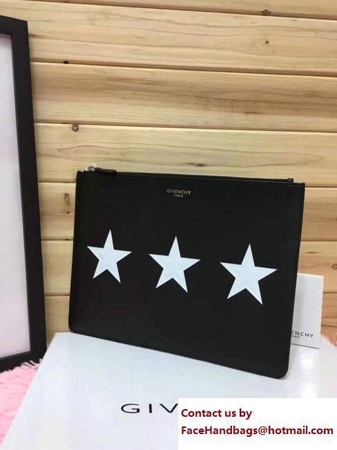 Givenchy Clutch Pouch Bag Three White Star Black 2017 - Click Image to Close
