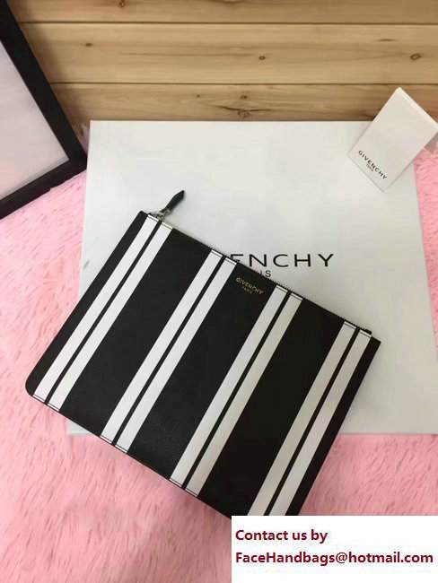 Givenchy Clutch Pouch Bag Vertical White Stripe Black 2017