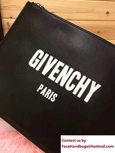 Givenchy Clutch Pouch Bag White Logo Print Black 2017