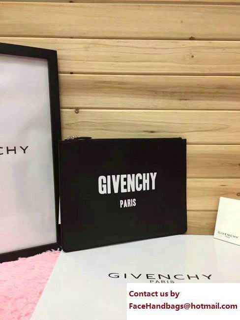 Givenchy Clutch Pouch Bag White Logo Print Black 2017 - Click Image to Close
