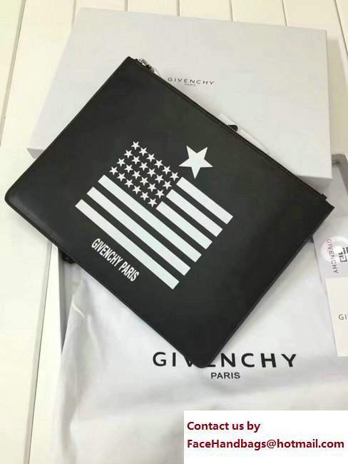 Givenchy Clutch Pouch Bag White Star and Stripe Black 2017