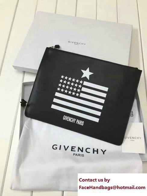 Givenchy Clutch Pouch Bag White Star and Stripe Black 2017 - Click Image to Close