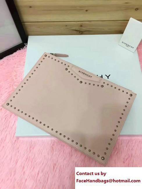 Givenchy Clutch Pouch Large Bag Studded Light Pink 2017 - Click Image to Close