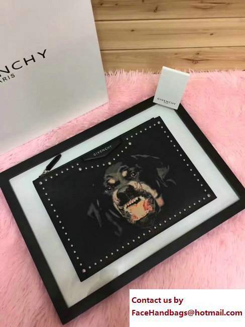 Givenchy Clutch Pouch Large Bag Studded Rottweiler Print Black 2017