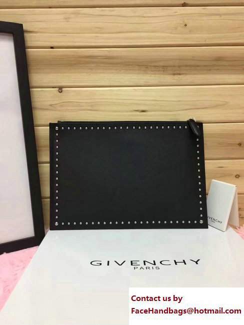 Givenchy Clutch Pouch Large Bag Studded White Rottweiler Print Black 2017
