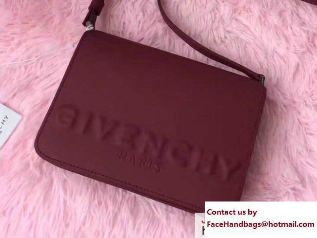 Givenchy Logo Embossment Shoulder Bag Burgundy 2017