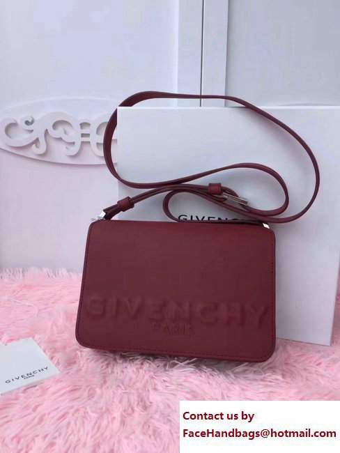 Givenchy Logo Embossment Shoulder Bag Burgundy 2017 - Click Image to Close