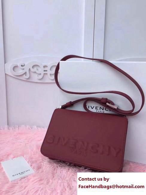 Givenchy Logo Embossment Shoulder Bag Burgundy 2017 - Click Image to Close
