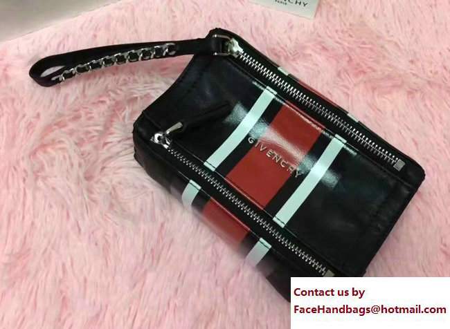 Givenchy Pandora Beauty Pouch Cosmetic Bag Black Stripe Red/White - Click Image to Close