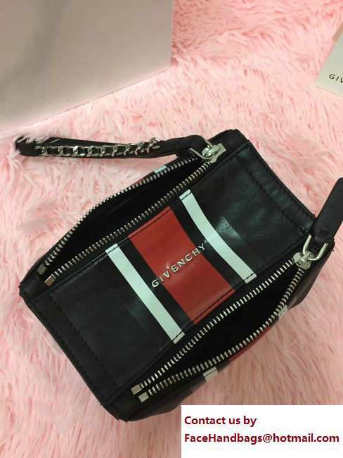 Givenchy Pandora Beauty Pouch Cosmetic Bag Black Stripe Red/White
