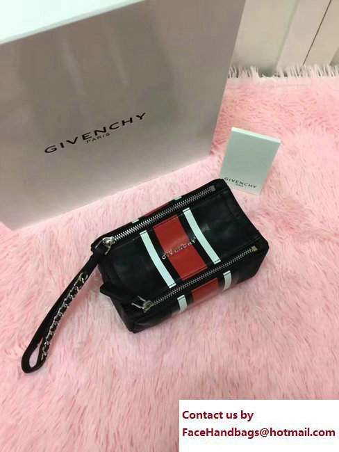 Givenchy Pandora Beauty Pouch Cosmetic Bag Black Stripe Red/White - Click Image to Close