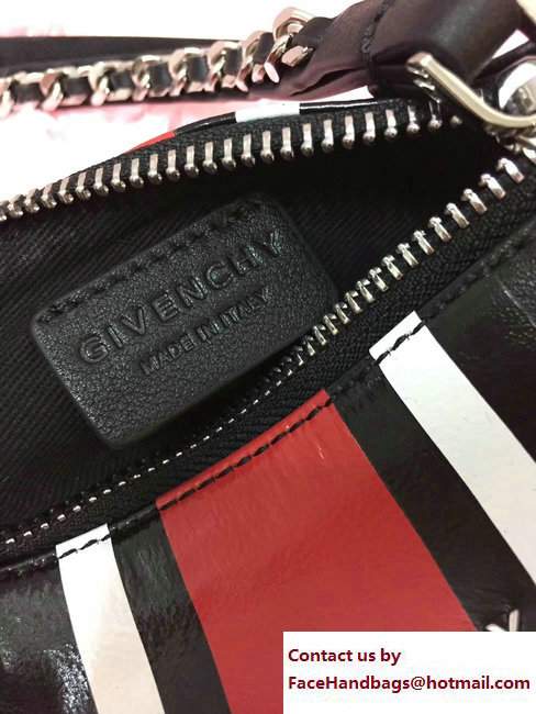 Givenchy Pandora Beauty Pouch Cosmetic Bag Black Stripe Red/White