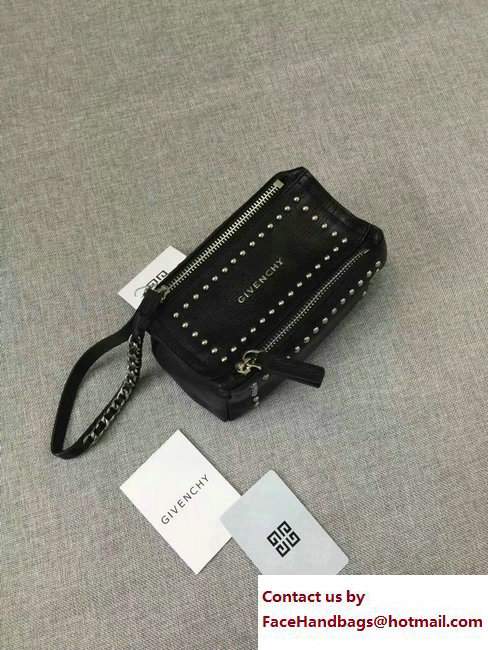 Givenchy Pandora Beauty Pouch Cosmetic Bag Studded Black