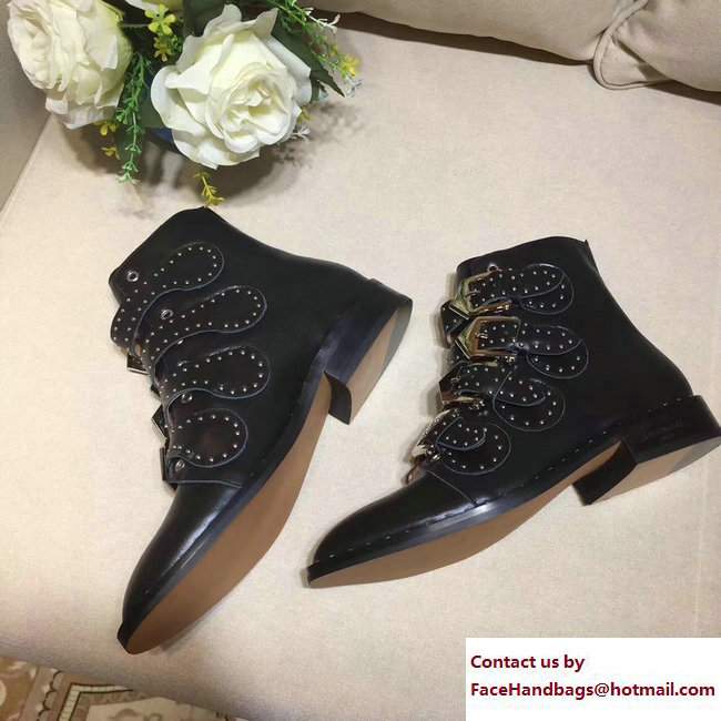 Givenchy Studded Buckle Ankle Boots Black 2017 - Click Image to Close