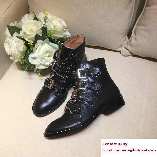 Givenchy Studded Buckle Ankle Boots Black 2017