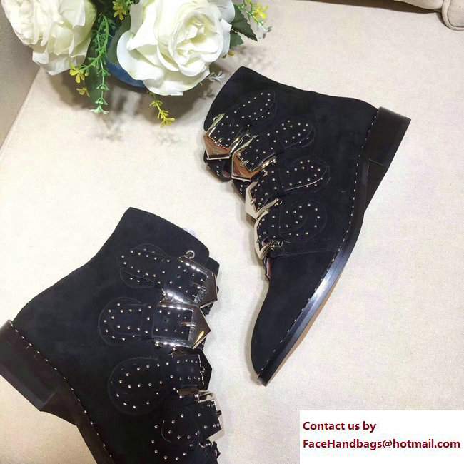 Givenchy Studded Buckle Ankle Boots Suede Black 2017 - Click Image to Close