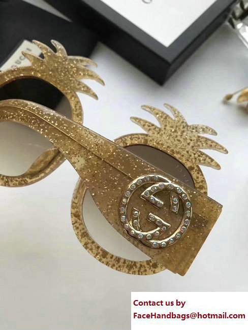Gucci Ananas Sunglasses Gold 2017 - Click Image to Close