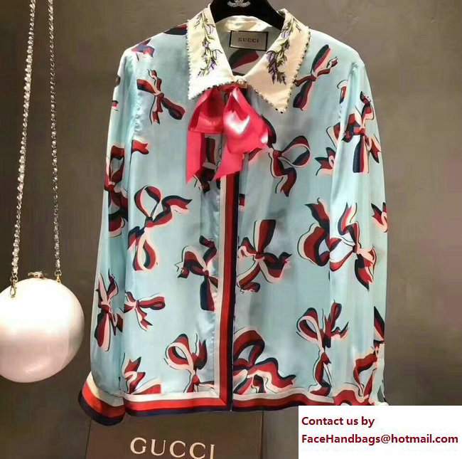Gucci Bow and Flower Shirt 2017 - Click Image to Close