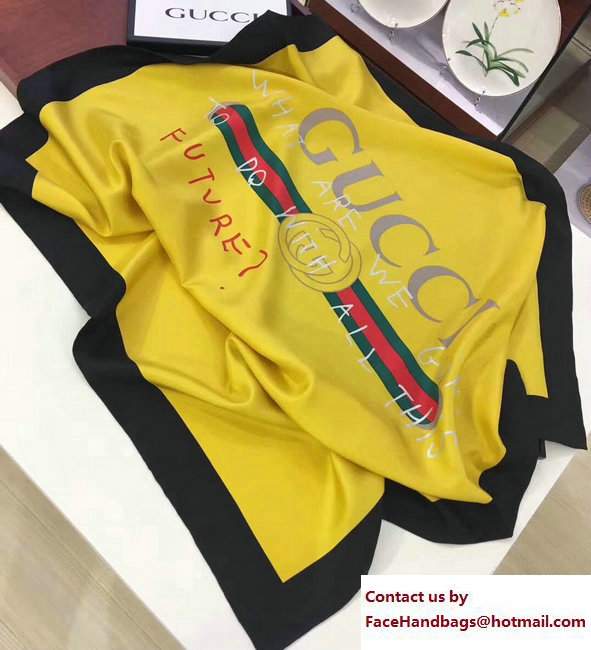 Gucci Coco CapitaN Vintage Logo Silk Scarf 494006 Yellow 2017 - Click Image to Close