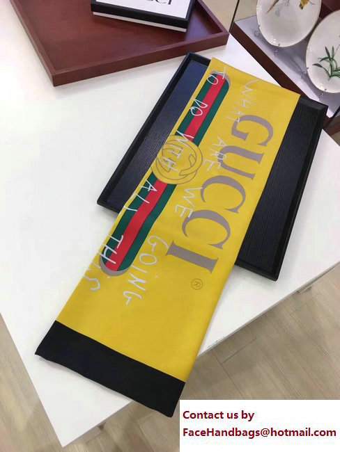 Gucci Coco CapitaN Vintage Logo Silk Scarf 494006 Yellow 2017