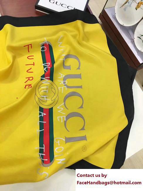 Gucci Coco CapitaN Vintage Logo Silk Scarf 494006 Yellow 2017