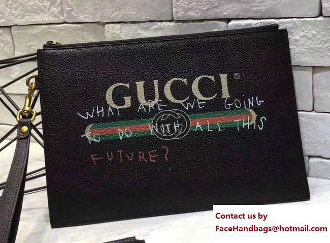 Gucci Coco Capitan Vintage Logo Pouch Clutch Bag Black 2017 - Click Image to Close