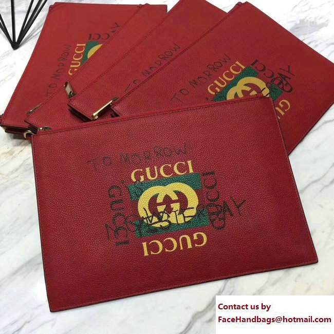 Gucci Coco Capitan Vintage Logo Pouch Clutch Bag Red 2017 - Click Image to Close