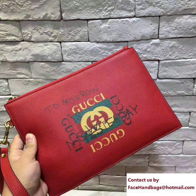 Gucci Coco Capitan Vintage Logo Pouch Clutch Bag Red 2017 - Click Image to Close