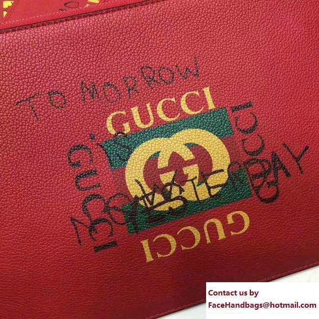 Gucci Coco Capitan Vintage Logo Pouch Clutch Bag Red 2017
