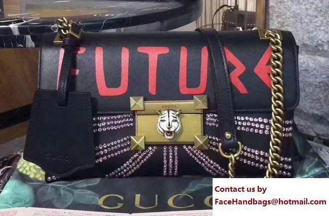 Gucci Crystal Embellished Shoulder Bag 477330 Future Black 2017 - Click Image to Close