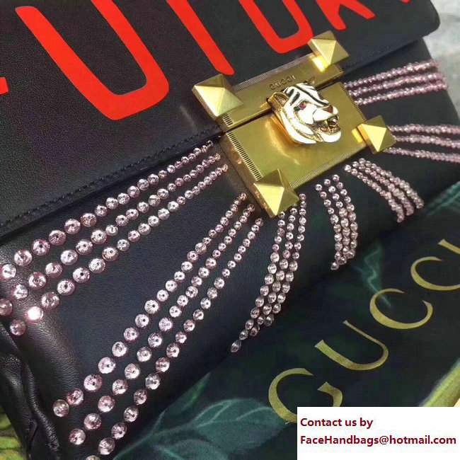 Gucci Crystal Embellished Shoulder Bag 477330 Future Black 2017 - Click Image to Close