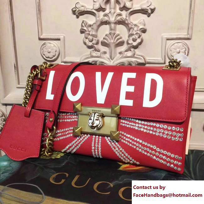 Gucci Crystal Embellished Shoulder Bag 477330 Loved Red 2017