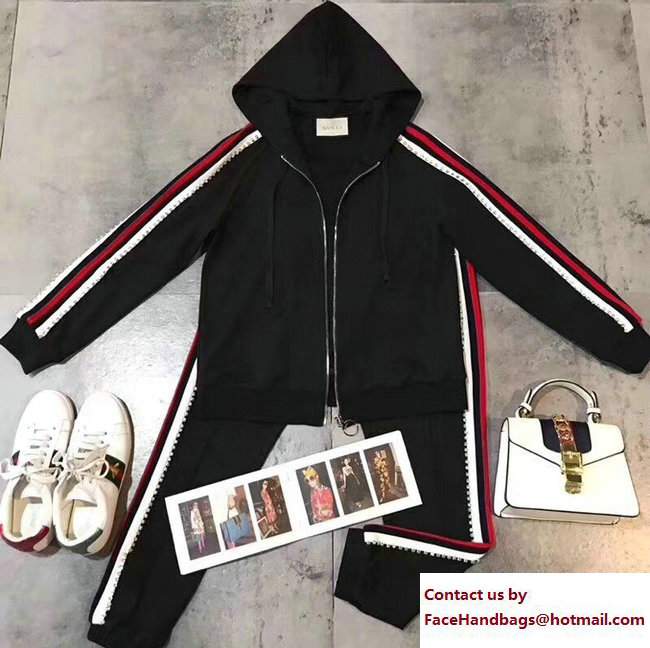 Gucci Crystal Embroidered Jersey Sweatshirt And Stirrup Legging Suit 2017 - Click Image to Close
