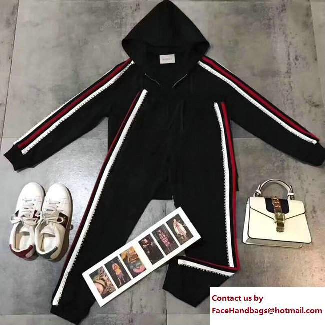 Gucci Crystal Embroidered Jersey Sweatshirt And Stirrup Legging Suit 2017