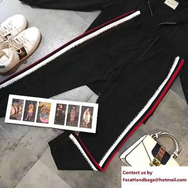 Gucci Crystal Embroidered Jersey Sweatshirt And Stirrup Legging Suit 2017