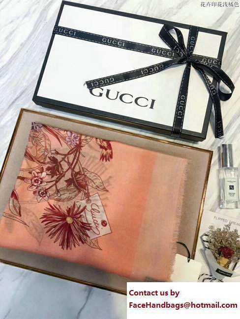 Gucci Flower Print Silk Scarf 371444 Pink 2017