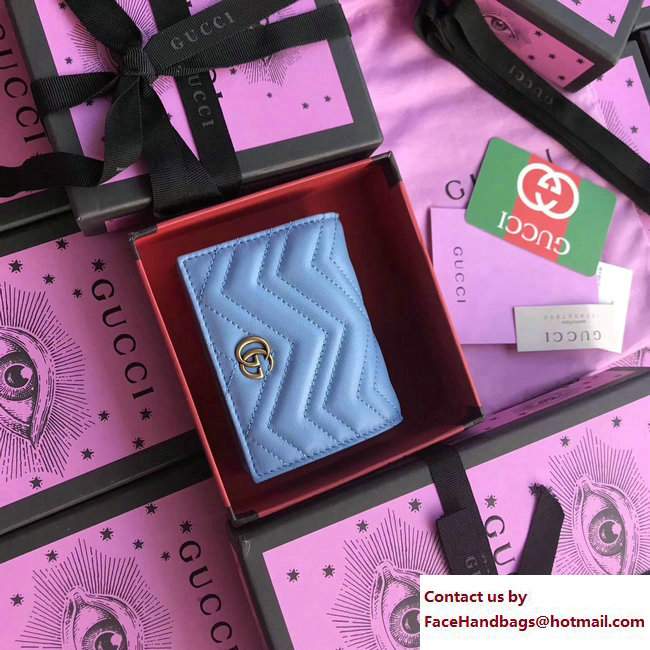 Gucci GG Marmont Card Case 466492 Light Blue 2017