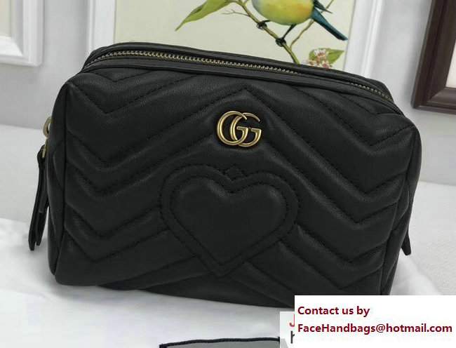 Gucci GG Marmont Cosmetic Case Bag 476165 Black 2017 - Click Image to Close