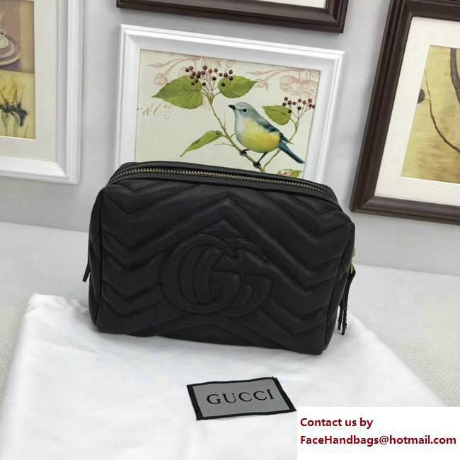 Gucci GG Marmont Cosmetic Case Bag 476165 Black 2017 - Click Image to Close