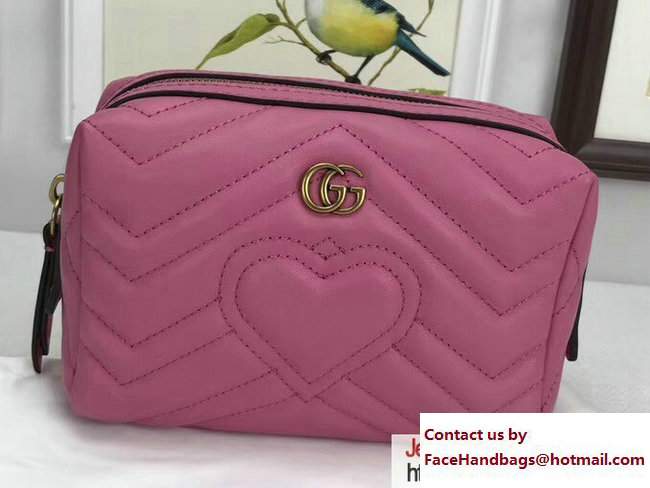 Gucci GG Marmont Cosmetic Case Bag 476165 Dark Pink 2017