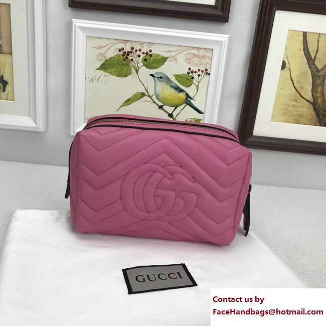 Gucci GG Marmont Cosmetic Case Bag 476165 Dark Pink 2017 - Click Image to Close