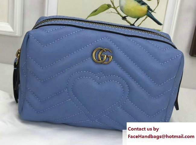 Gucci GG Marmont Cosmetic Case Bag 476165 Light Blue 2017