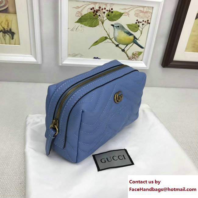 Gucci GG Marmont Cosmetic Case Bag 476165 Light Blue 2017 - Click Image to Close
