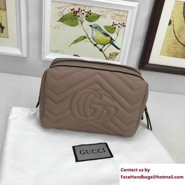 Gucci GG Marmont Cosmetic Case Bag 476165 Nude 2017 - Click Image to Close