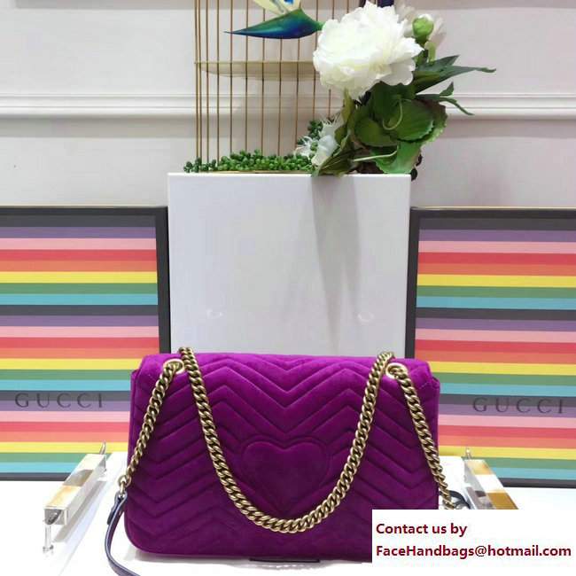 Gucci GG Marmont Embroidered Loved And Floral Velvet Chevron Medium Shoulder Bag 443496 Bordeaux 2017