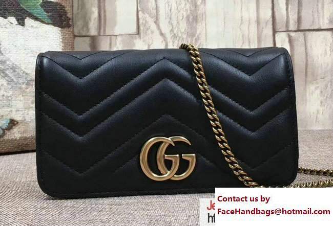 Gucci GG Marmont Leather Mini Bag 488426 Black 2017
