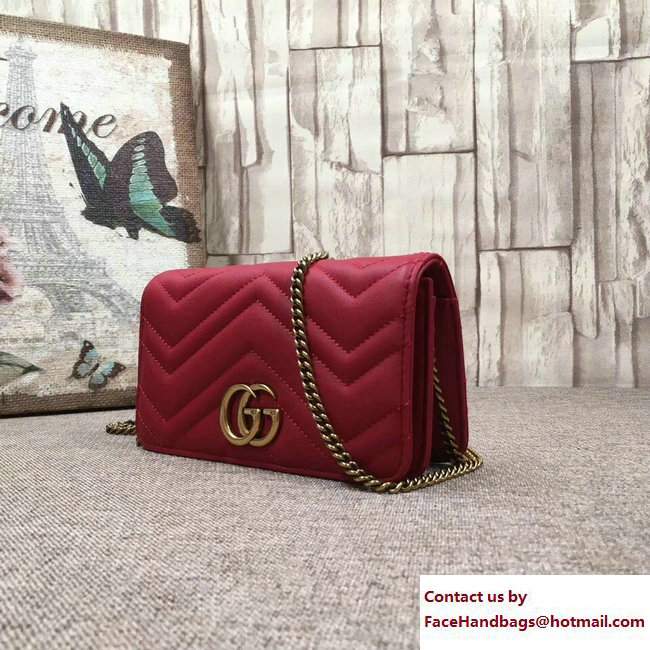 Gucci GG Marmont Leather Mini Bag 488426 Red 2017 - Click Image to Close