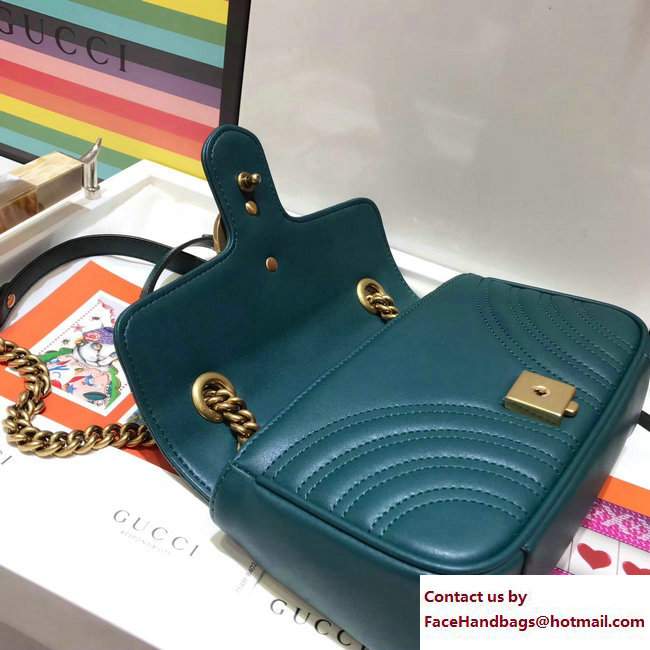 Gucci GG Marmont Matelasse Chevron Mini Chain Shoulder Bag 446744 Green 2017 - Click Image to Close