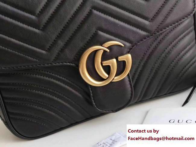 Gucci GG Marmont Matelasse Chevron Shoulder Small bag 498100 Black 2017 - Click Image to Close